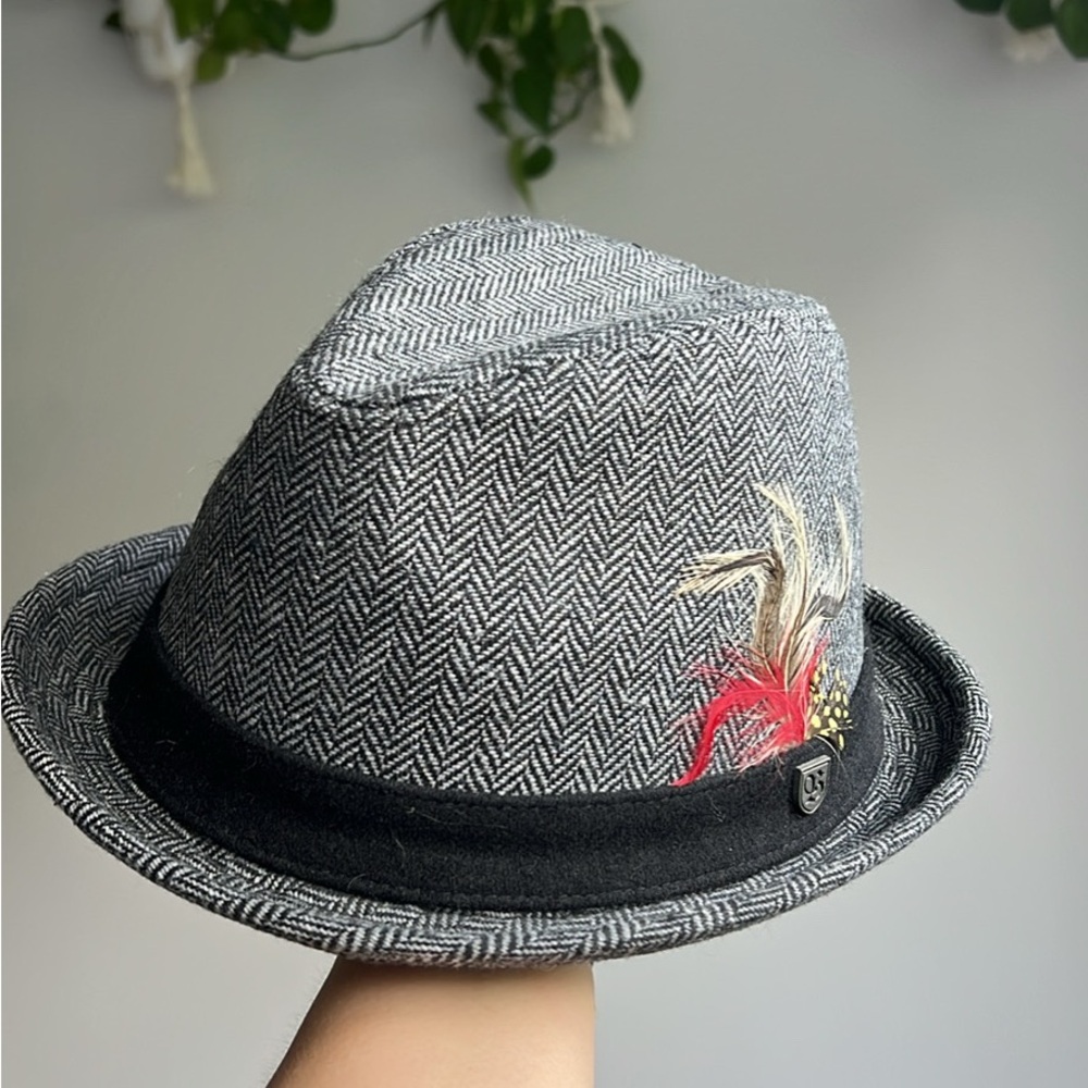 Brixton Gray Herringbone Fedora